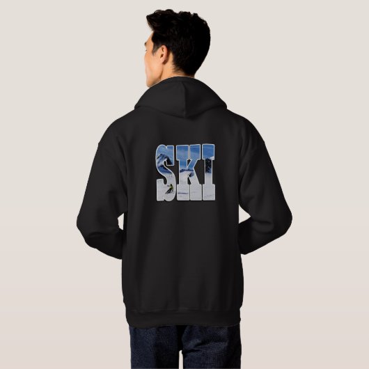 SKI Mountain Design Winter Sports Hoodie (Schwarz voll)