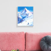 Ski Mountain Slopes Winter Watercolor Leinwanddruck (Insitu (Wohnzimmer))