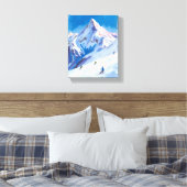 Ski Mountain Slopes Winter Watercolor Leinwanddruck (Insitu (Schlafzimmer))