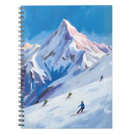 Ski Mountain Slopes Winter Watercolor Notizblock