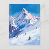 Ski Mountain Slopes Winter Watercolor Postkarte (Vorderseite)