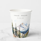 Ski Mountain Telluride Colorado Wasserfarbene Hoch Pappbecher (Rückseite)