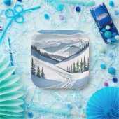 Ski Mountain Watercolor Pappteller (Party)