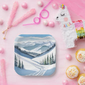 Ski Mountain Watercolor Pappteller (Party)