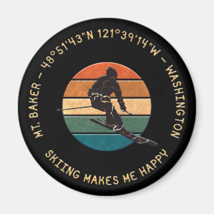 Ski Mt. Baker, Washington - Man Skier, Gelber Text Magnet