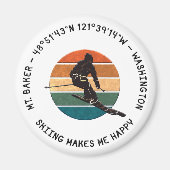 Ski Mt. Baker, Washington - Man Skier, Schwarzer T Magnet (Vorne)