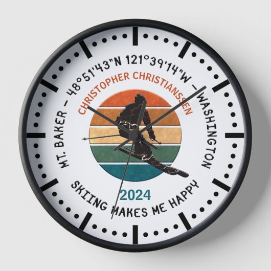 Ski Mt. Baker, Washington - Man Skier, Schwarzer T Uhr (Vorderseite)