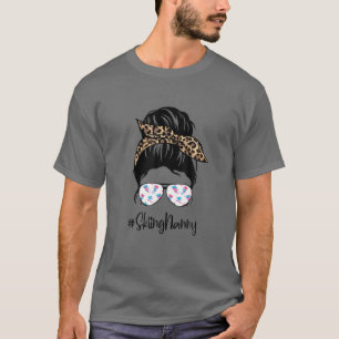 Ski Nanny Messy Hair Bun Leopard Frauen Mutter T-Shirt