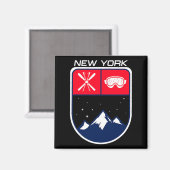 Ski New York Mountain Skipass Skipass Po Magnet (Vorderseite/Rückseite)