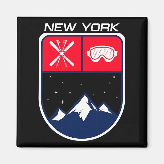Ski New York Mountain Skipass Skipass Po Magnet (Vorne)