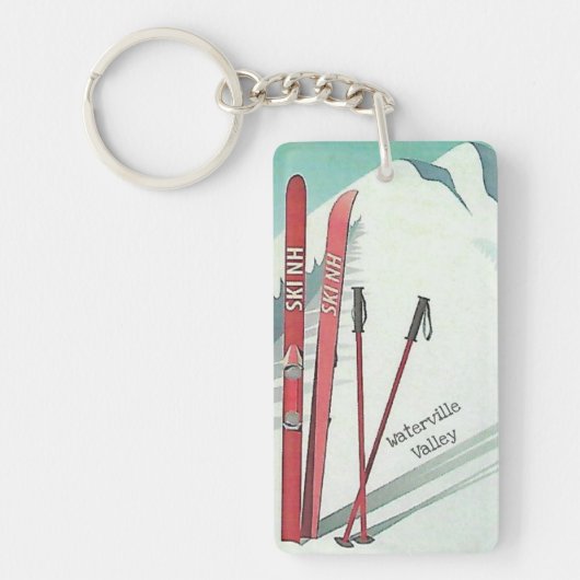 Ski NH Waterville Tal Vintage Skikarte Schlüsselanhänger (Vorderseite)