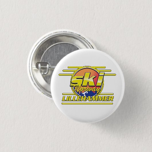 Ski Norwegen Lillehammer 80er vibe Button (Vorne & Hinten)