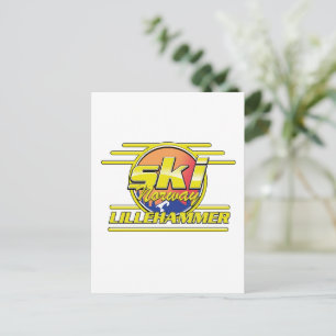 Ski Norwegen Lillehammer 80er vibe Postkarte