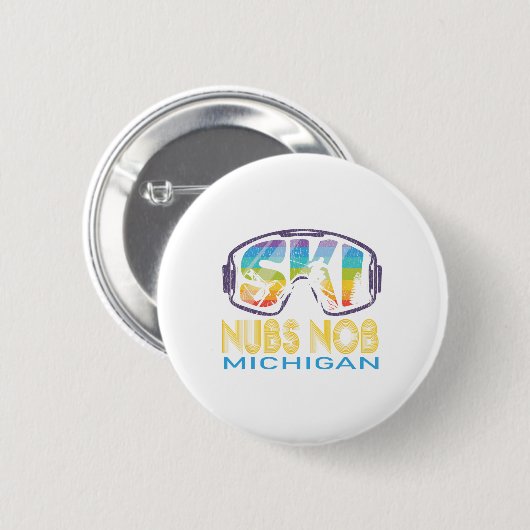 Ski Nubs Nob Michigan Skiurlaub Button (Vorne & Hinten)