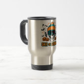 Ski oder Schreie Totenkopf Halloween-Design Reisebecher (Vorderseite Links)