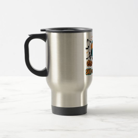 Ski oder Schreie Totenkopf Halloween-Design Reisebecher (Links)