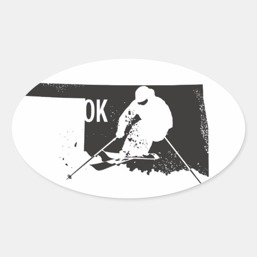 Ski Oklahoma Ovaler Aufkleber (Vorderseite)