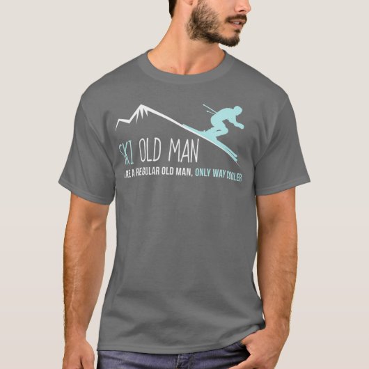 Ski Old Man Funny Cute Winter Skiing Gift T-Shirt (Vorderseite)
