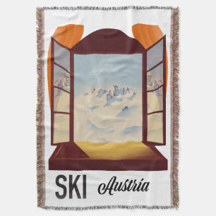 Ski Österreich Fenster Reiseplakat. Decke