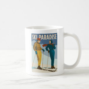 Ski-Paradies Vintage-Druck Kaffeetasse