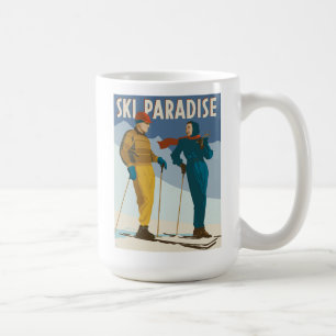 Ski-Paradies Vintage-Druck Kaffeetasse