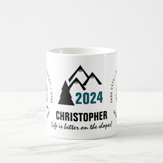Ski Park City, Utah - Man Skier, Name, Schwarzer T Kaffeetasse (Mittel)