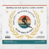 Ski Park City, Utah - Man Skier, Schwarzer Text Schaumweinetikett (Einzelnes Label)