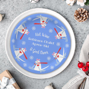Ski Party Apres Ski Weihnachtsmäuse auf Skiern Pappteller