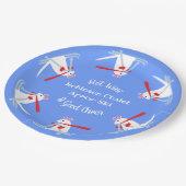 Ski Party Apres Ski Weihnachtsmäuse auf Skiern Pappteller (Schrägansicht)