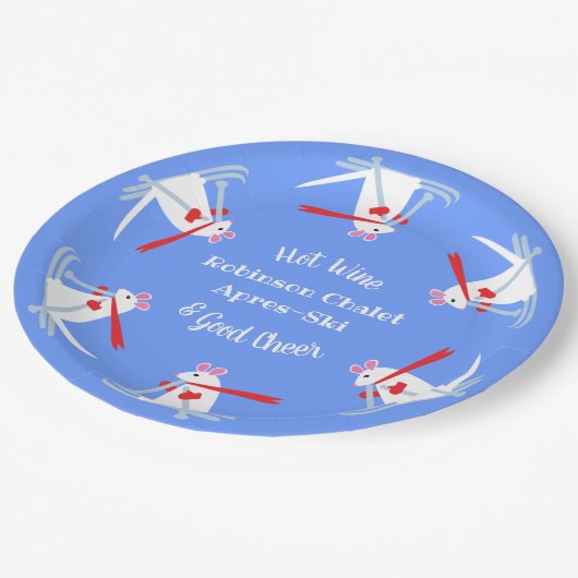 Ski Party Apres Ski Weihnachtsmäuse auf Skiern Pappteller (Schrägansicht)
