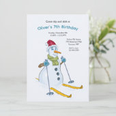 Ski Party Snowman Einladung (Stehend Vorderseite)