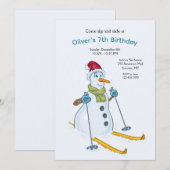 Ski Party Snowman Einladung (Vorne/Hinten)