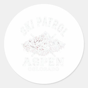 Ski Patrol Aspen Colorado Skifahren und Snowboarde Runder Aufkleber