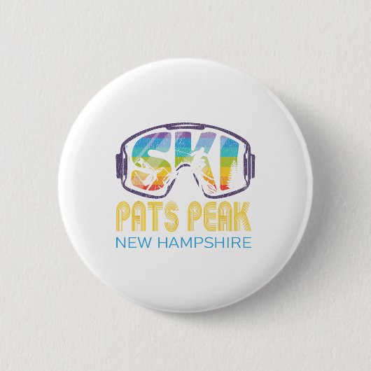 Ski Pats Peak New Hampshire Skiurlaub Button (Vorderseite)