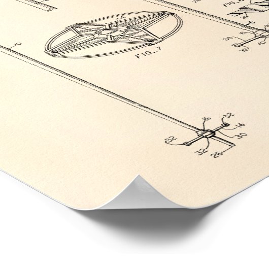 Ski Pole 1966 Patent Art Old Peper Poster (Ecke)