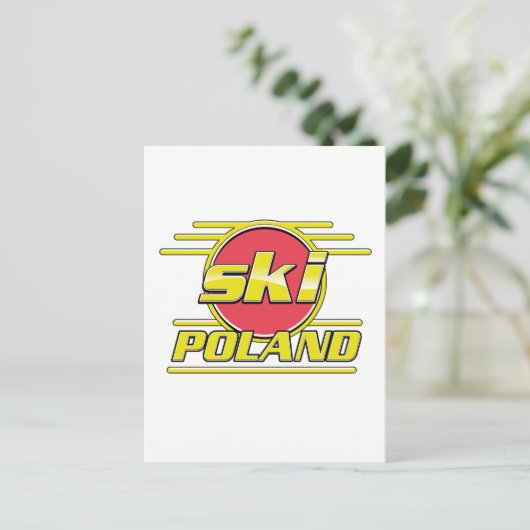 Ski Polen 80er Logo Postkarte (Stehend Vorderseite)