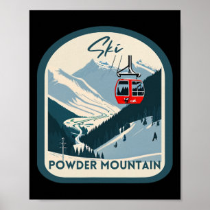 Ski Powder Mountain Retro Vintage Powder Mountain Poster