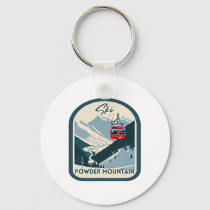 Ski Powder Mountain Retro Vintage Powder Mountain  Schlüsselanhänger