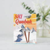 Ski Quebec Vintages Urlaubsplakat. Postkarte (Stehend Vorderseite)
