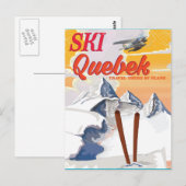 Ski Quebec Vintages Urlaubsplakat. Postkarte (Vorne/Hinten)