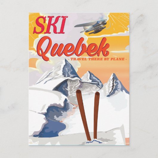 Ski Quebec Vintages Urlaubsplakat. Postkarte (Vorderseite)