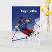 Ski Racing Down the Mountain Karte (Gelbe Blume)