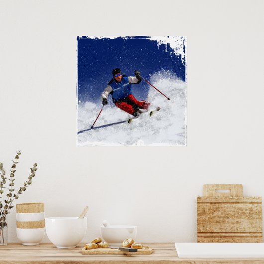 Ski Racing Down the Mountain Poster (Küche)