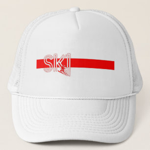Ski Red Strip mit Snowskier Truckerkappe