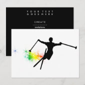 Ski : Regenbogenpulverlauf Einladung (Vorne/Hinten)