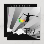 Ski : Regenbogenpulverlauf Einladung (Vorne/Hinten)