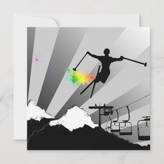 Ski : Regenbogenpulverlauf Einladung (Vorderseite)
