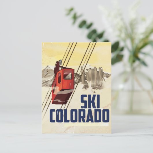 Ski! Reiseplakat Colorado Postkarte (Stehend Vorderseite)