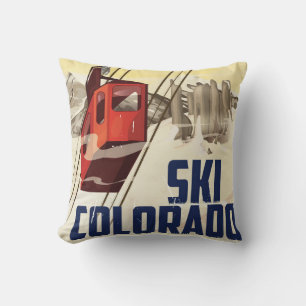 Ski! Reiseplakat Colorado Vintage Kissen