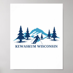 Ski Resort Kewaskum Wisconsin Skifahren Skifahrer  Poster